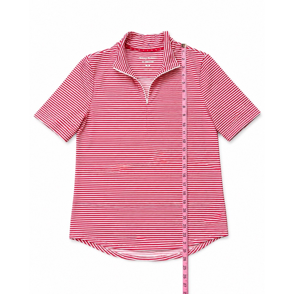 Tommy Bahama IslandZone Red White Striped Quarter Zip Polo Shirt Womens Medium - Picture 7 of 8